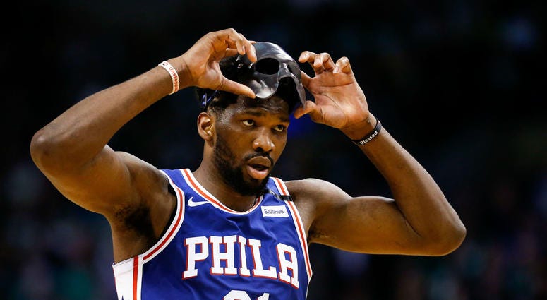 Philadelphia 76ers center Joel Embiid (21) during the second half against the Boston Celtics in game five of the second round of the 2018 NBA Playoffs at the TD Garden Philadelphia 76ers center Joel Embiid (21)