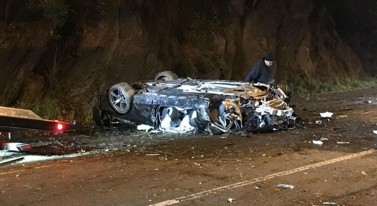 A BMW M3 crashed on Kelly Drive Friday morning. A BMW M3 crashed on Kelly Drive Friday morning.