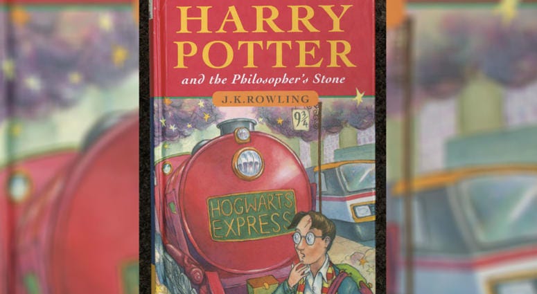 This handout from Christie's shows the cover of J K Rowling's first novel Harry Potter And The Philosopher's Stone. This handout from Christie's shows the cover of J K Rowling's first novel Harry Potter And The Philosopher's Stone.