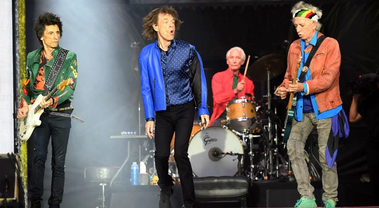 Ronnie Wood, Mick Jagger, Charlie Watts and Keith Richards of The Rolling Stones perform on stage at the Principality Stadium in Cardiff on June 15, 2018. Ronnie Wood, Mick Jagger, Charlie Watts and Keith Richards of The Rolling Stones perform on stage at the Principality Stadium in Cardiff on June 15, 2018.