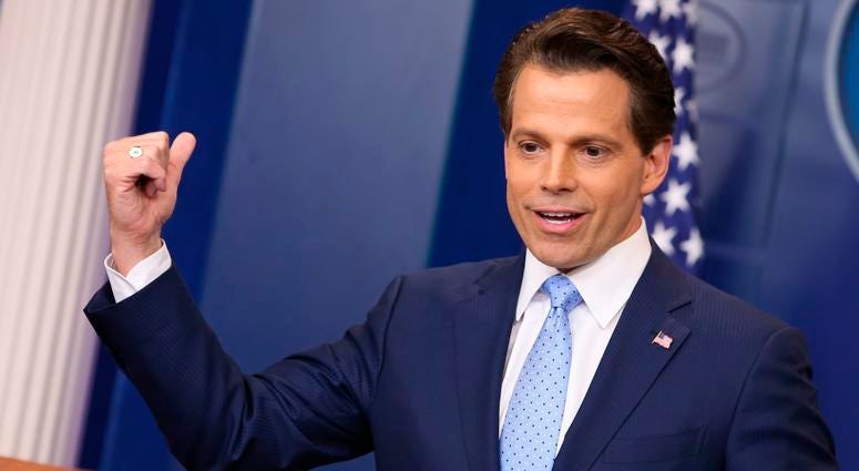 Former White House Communications Director Anthony Scaramucci speaks to members of the media during the daily press briefing at the White House in Washington, D.C., on July 21, 2017. Anthony Scaramucci