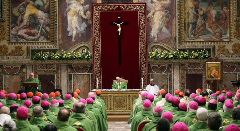 Pope Francis attends the Closing Mass of 'The Protection Of Minors In The Church' meeting at the Regia Hall in Vatican City, Vatican. Pope Francis