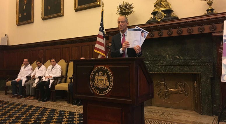 Philadelphia Health Commissioner Tom Farley announces city guidelines for post-op prescription of opioids. Philadelphia Health Commissioner Tom Farley announces city guidelines for post-op prescription of opioids.