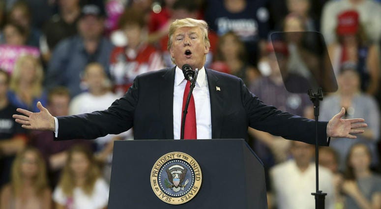 In this June 20, 2018 file photo, U.S. President Donald Trump speaks at a campaign rally in Duluth, Minn. In this June 20, 2018 file photo, U.S. President Donald Trump speaks at a campaign rally in Duluth, Minn.