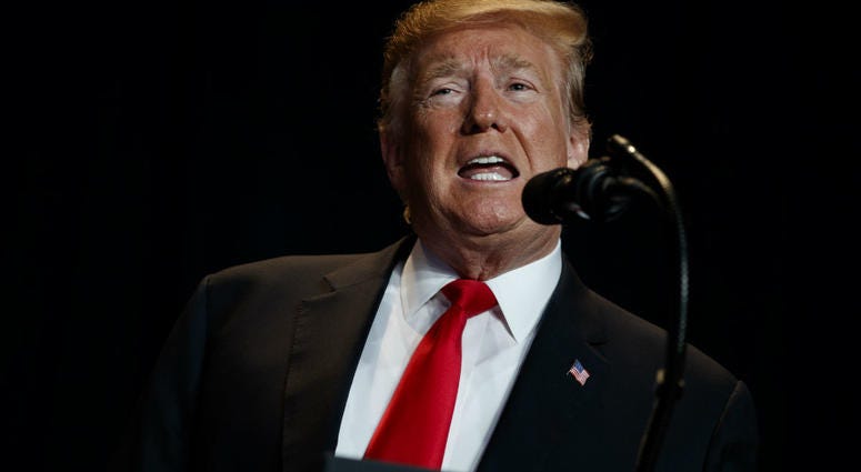 In this Feb. 7, 2019 photo, President Donald Trump speaks during the National Prayer Breakfast, in Washington. In this Feb. 7, 2019 photo, President Donald Trump speaks during the National Prayer Breakfast, in Washington.