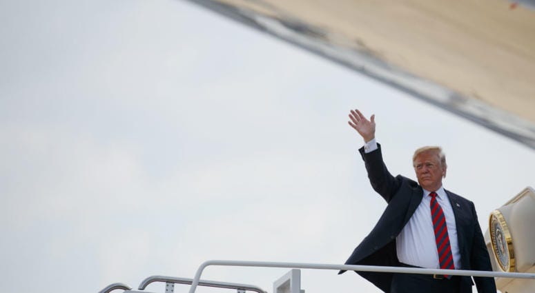President Donald Trump boards Air Force One for a trip to the G7 Summit in Charlevoix, Canada, Friday, June 8, 2018, in Andrews Air Force Base, Md. President Donald Trump boards Air Force One for a trip to the G7 Summit