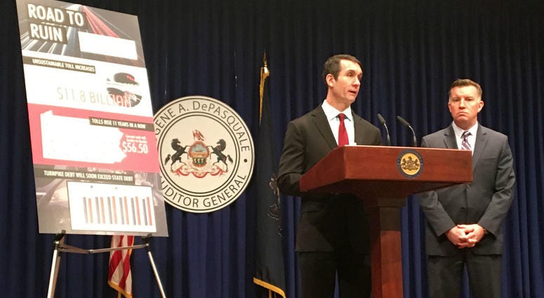Pennsylvania’s auditor general says the Pennsylvania Turnpike is at a crossroads. Pennsylvania’s auditor general says the Pennsylvania Turnpike is at a crossroads.