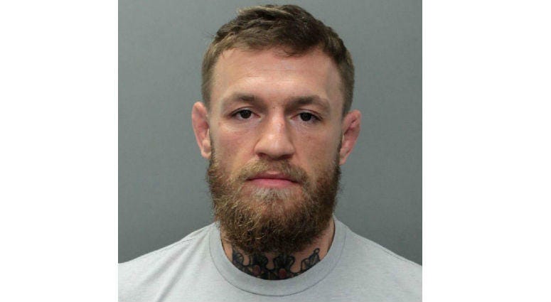 This photo provided by the Miami-Dade Corrections and Rehabilitation Department shows Conor McGregor. This photo provided by the Miami-Dade Corrections and Rehabilitation Department shows Conor McGregor.