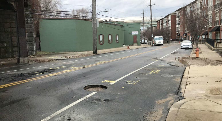 A Water Department spokesman said one water main, maybe two, broke on Ridge Ave near Scotts Lane. A Water Department spokesman said one water main, maybe two, broke on Ridge Ave near Scotts Lane.