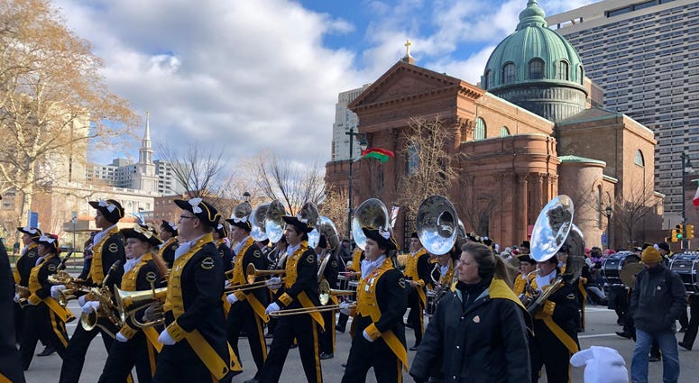 The Freedom High School Marching Band from Bethlehem, Pa., marches in the Thanksgiving Day Parade. The Freedom High School Marching Band from Bethlehem, Pa.