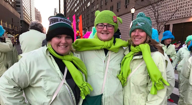 Volunteer Shrek balloon handlers say their balloon is grounded, but they'll still march in the Philadelphia Thanksgiving Day Parade. Volunteer Shrek balloon handlers say their balloon is grounded, but they'll still march in the Philadelphia Thanksgiving Day Parade.