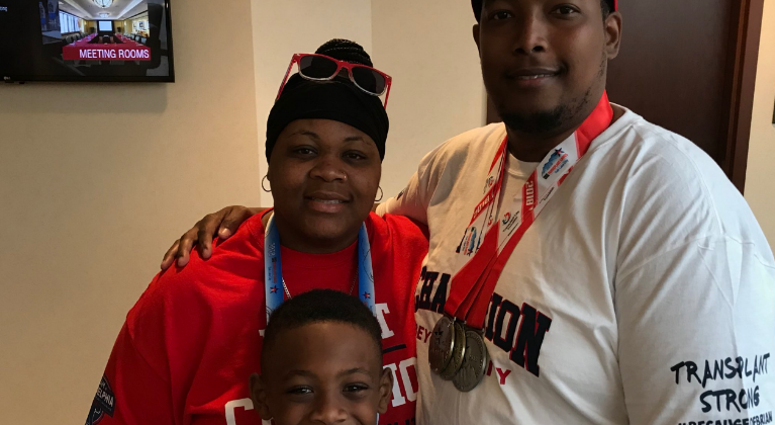 Tyshon Lewis, one of three medallists who are also heart recipients, received a new heart in 2016. Transplant Games