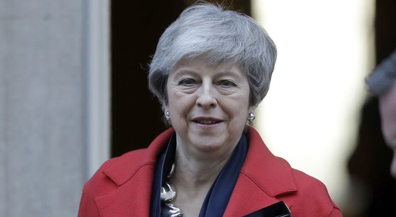 Britain's Prime Minister Theresa May leaves 10 Downing Street to make a statement to the Houses of Parliament in London, Tuesday, Feb. 26, 2019. Britain's Prime Minister Theresa May leaves 10 Downing Street to make a statement to the Houses of Parliament in London, Tuesday, Feb. 26, 2019.