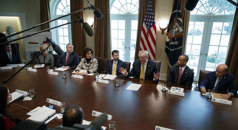 President Donald Trump speaks during the White House Opportunity and Revitalization Council meeting in the Cabinet Room of the White House, Thursday, April 4, 2019, in Washington. President Donald Trump speaks during the White House Opportunity and Revitalization Council meeting in the Cabinet Room of the White House, Thursday, April 4, 2019, in Washington.