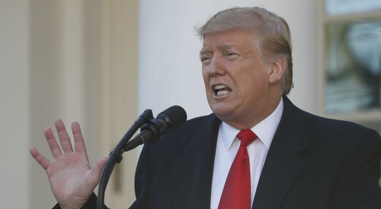 In this Jan. 25, 2019, photo, President Donald Trump speaks in the Rose Garden of the White House in Washington. In this Jan. 25, 2019, photo, President Donald Trump speaks in the Rose Garden of the White House in Washington.