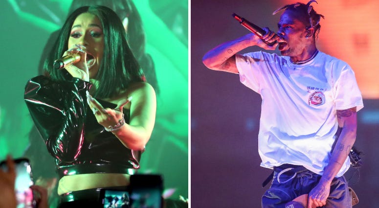 Cardi B (left) and Travis Scott Cardi B and Travis Scott