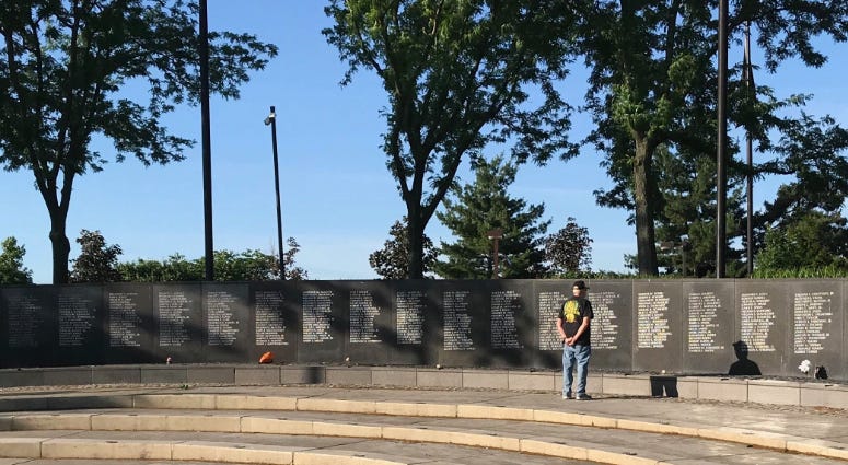 Many people visited the Philadelphia Vietnam Veterans Memorial at Spruce and Front streets on Memorial Day 2019. Philadelphia Vietnam Veterans Memorial