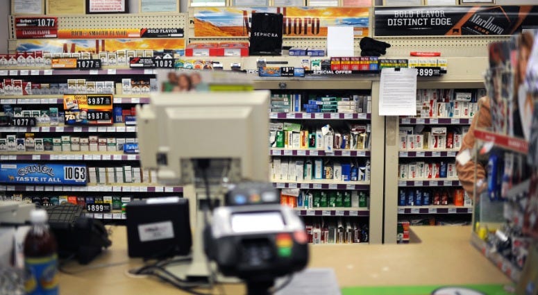 A view of cigarettes and other tobacco products on sale behind the counter at a CVS/Pharmacy store on Manhattan's Upper East Side, Feb. 6, 2014. A view of cigarettes and other tobacco products on sale behind the counter at a CVS/Pharmacy store.