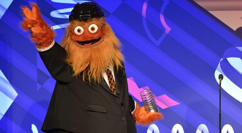 Gritty speaks on stage at the 23rd annual Webby Awards on May 13, 2019 in New York City. Gritty