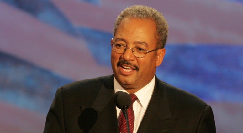 Then-Rep. Chaka Fattah speaks to delegates on the third day of the Democratic National Convention in Boston, Massachusetts, July 28, 2004. Chaka Fattah