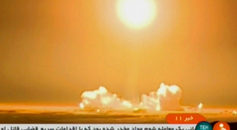 In this frame grab from Iranian state TV, a video, a rocket carrying a Payam satellite is launched at Imam Khomeini Space Center, a facility under the control of the country's Defense Ministry, in Semnan province, Iran, Tuesday, Jan. 15, 2019. In this frame grab from Iranian state TV, a video, a rocket carrying a Payam satellite is launched at Imam Khomeini Space Center, a facility under the control of the country's Defense Ministry, in Semnan province, Iran, Tuesday, Jan. 15, 2019.
