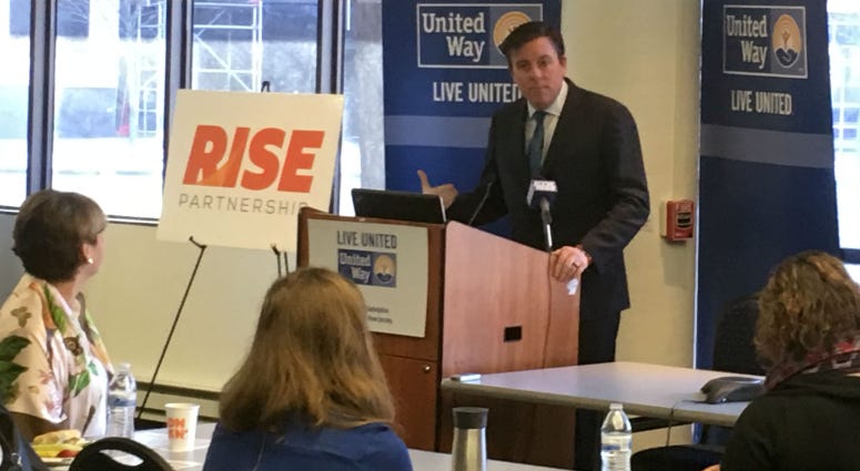 United Way President and CEO Bill Golderer speaks about the RISE Partnership, Jan. 15, 2019. United Way President and CEO Bill Golderer speaks about the RISE Partnership, Jan. 15, 2019.