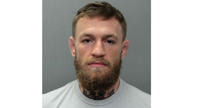 This photo provided by the Miami-Dade Corrections and Rehabilitation Department shows Conor McGregor. This photo provided by the Miami-Dade Corrections and Rehabilitation Department shows Conor McGregor.