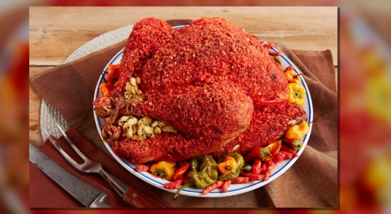 Reynolds Kitchens has created a Hot Cheetos turkey recipe. Reynolds Kitchens has created a Hot Cheetos turkey recipe.