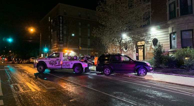 A water main break on Chestnut St. and 44th Created a block-long sheet of black ice. A water main break on Chestnut St. and 44th Created a block-long sheet of black ice.