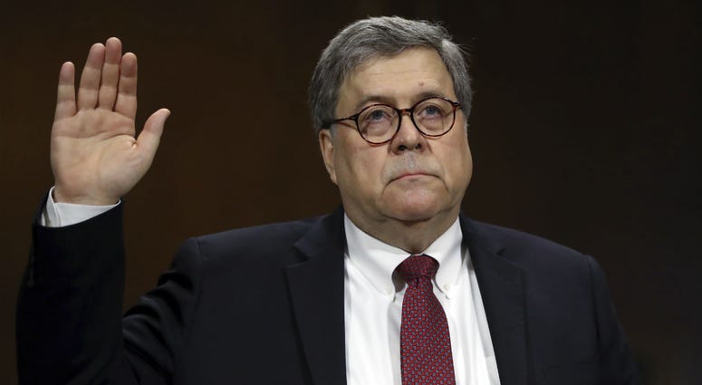 In this May 1, 2019, file photo, Attorney General William Barr is sworn in to testify before the Senate Judiciary Committee hearing on Capitol Hill in Washington. In this May 1, 2019, file photo, Attorney General William Barr is sworn in to testify before the Senate Judiciary Committee hearing on Capitol Hill in Washington.