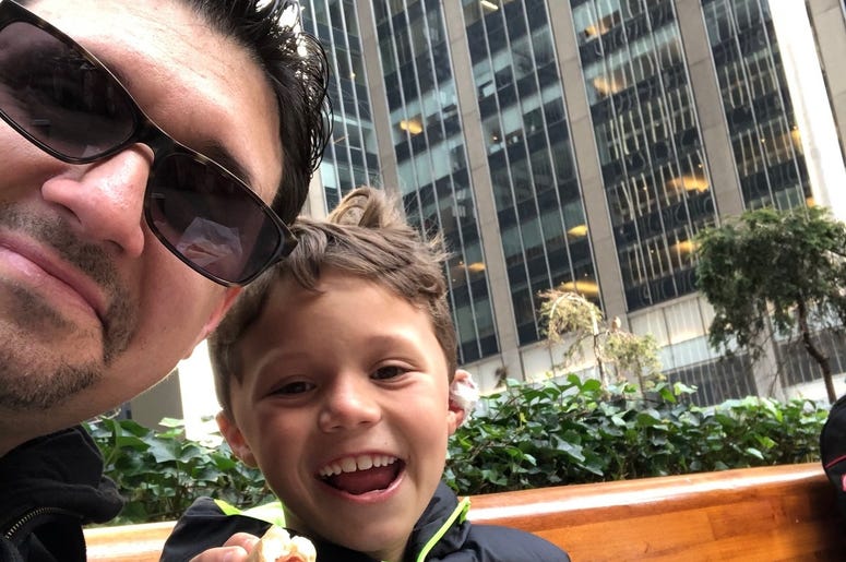 My dad always took me for hot dogs as a kid. I kept that tradition going with my boy. New York City hot dogs are great! My dad always took me for hot dogs as a kid. I kept that tradition going with my boy. New York City hot dogs are great!