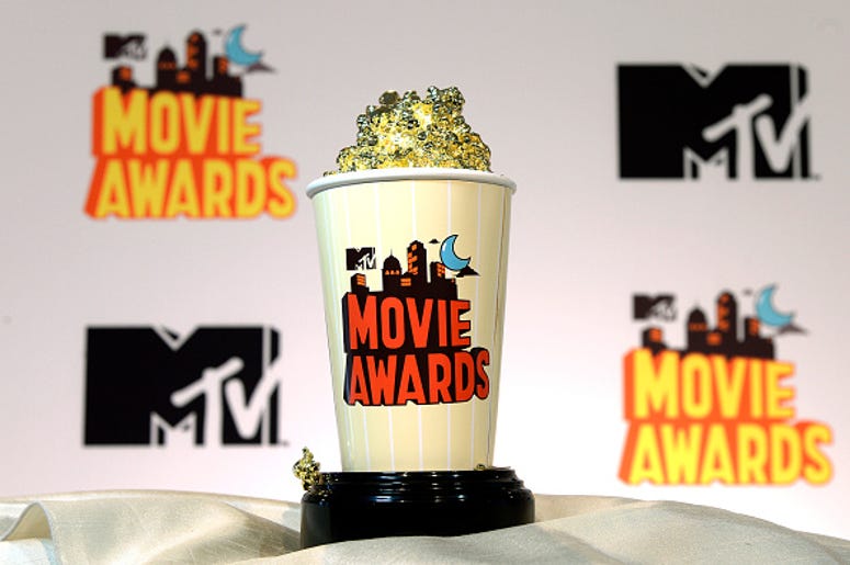 APRIL 9: The 2015 MTV Movies Awards' Golden Popcorn trophy is displayed during MTV Movie Awards press junket April 9, 2015, in Los Angeles, California. (Photo by Kevork Djansezian/Getty Images for MTV)