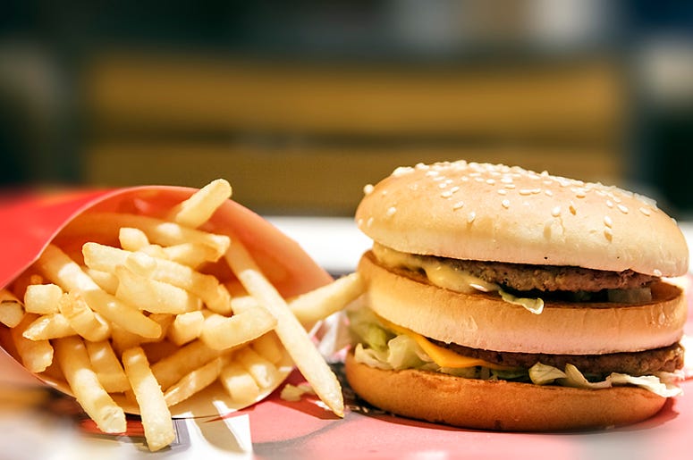 burger, fries