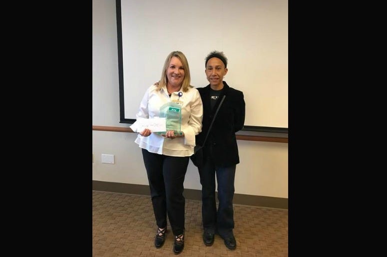 Nancy Renshaw from UCSD Medical Center (R) is pictured with Maria Staulo. Nancy is our May CARE Award winner.jpg.jpg