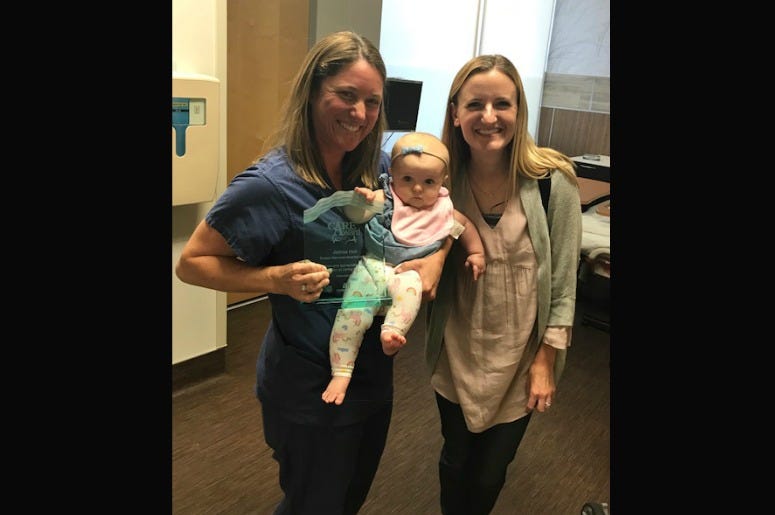Our September CARE Award winner is Jaimie Hall from Scripps Memorial La Jolla (L) pictured with Katie Hartman and baby Hartman (R).jpg Our September CARE Award winner is Jaimie Hall from Scripps Memorial La Jolla (L) pictured with Katie Hartman and baby Hartman (R).jpg