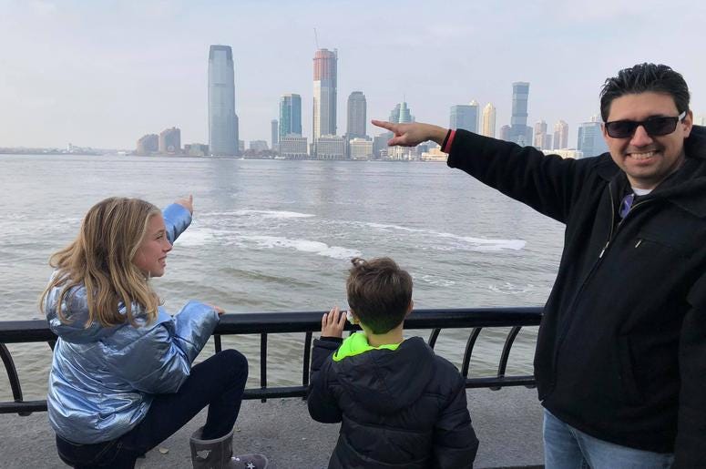 Showing the kids where I used to work in New Jersey right over the Hudson River Showing the kids where I used to work in New Jersey right over the Hudson River