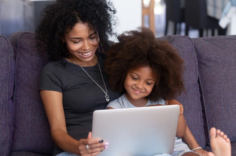 Mom and Daughter on a computer