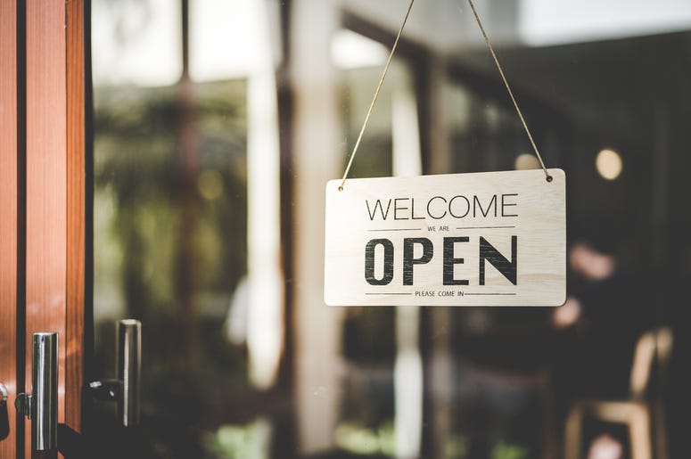open sign on restaurant door