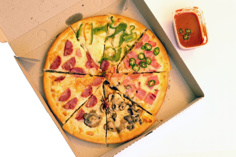 pizza in a delivered box