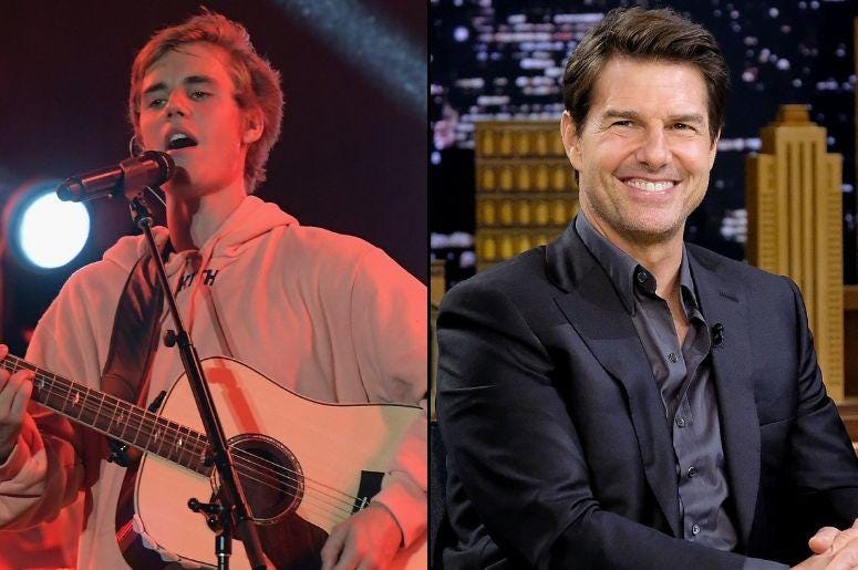 Justin Bieber and Tom Cruise Justin Bieber and Tom Cruise