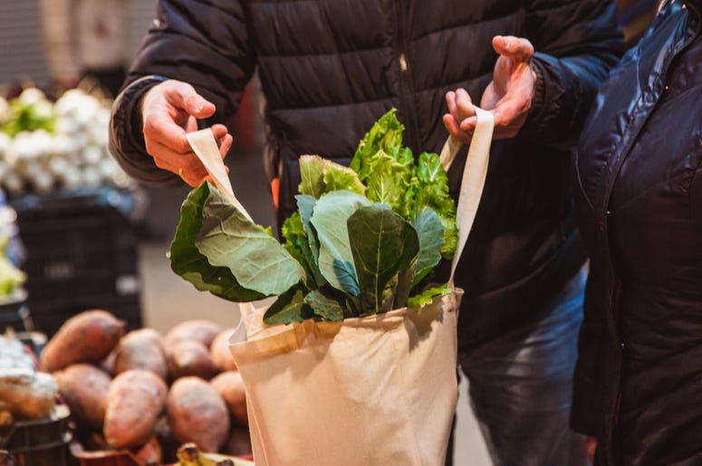 Vegetables in a tote bag