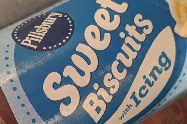 Canned biscuits in Heather's fridge