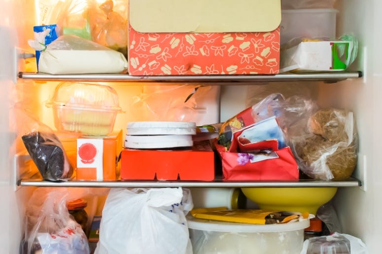 Cluttered Fridge