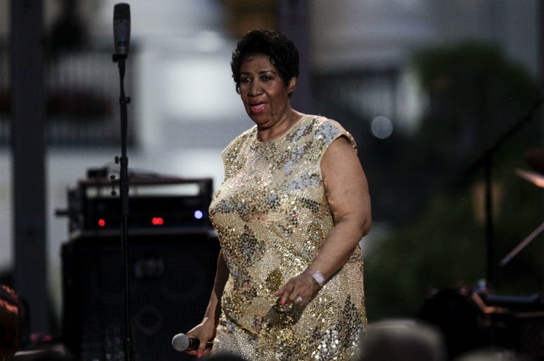Herbie Hancock (unseen) and Aretha Franklin play at the International Jazz Day Concert on the South Lawn of the White House, in Washington, DC, April 29, 2016. US President Barack Obama delivers remarks to introduce the event. Herbie Hancock (unseen) and Aretha Franklin play at the International Jazz Day Concert on the South Lawn of the White House, in Washington, DC, April 29, 2016. US President Barack Obama delivers remarks to introduce the event.