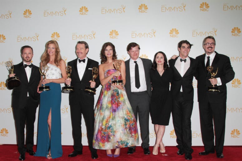 The Cast of Breaking Bad in the Press Room as 'Breaking Bad' Wins Best Drama Series at the 66th Prime Time Emmy Awards The Cast of Breaking Bad in the Press Room as 'Breaking Bad' Wins Best Drama Series at the 66th Prime Time Emmy Awards