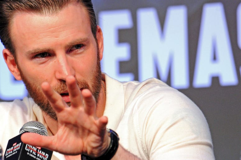 Actor Chris Evans attends the press conference of the movie "Captain America 3: Civil War" Actor Chris Evans attends the press conference of the movie "Captain America 3: Civil War"