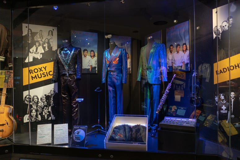 Roxy Music's stage outfits from Bryan Ferry, Phil Manzanera and Andy Mackay Roxy Music's stage outfits from Bryan Ferry, Phil Manzanera and Andy Mackay