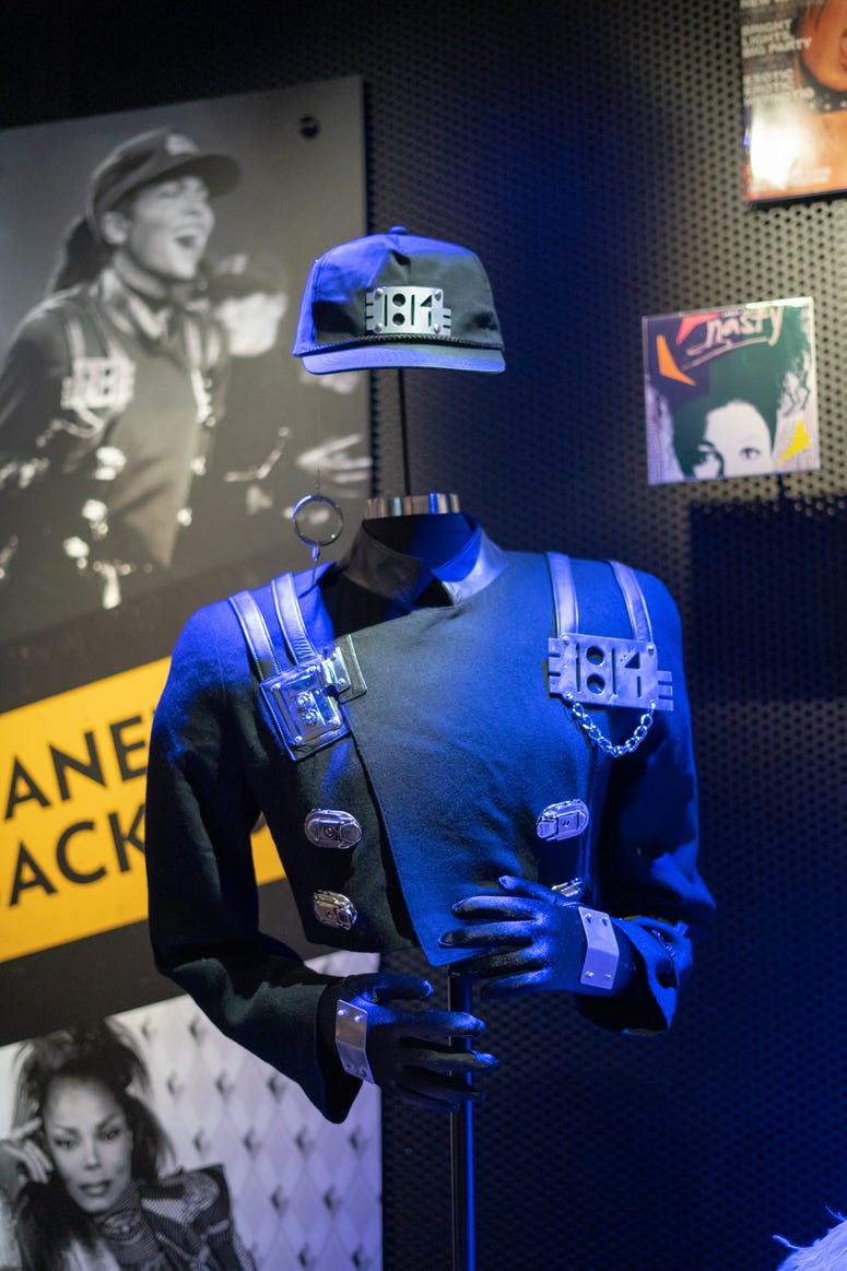 The iconic outfit from Janet Jackson's "Rhythm Nation" music video The iconic outfit from Janet Jackson's "Rhythm Nation" music video