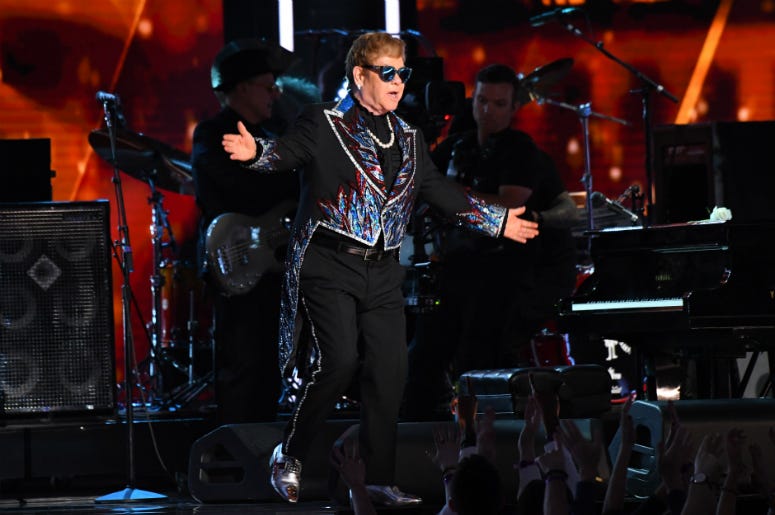 Elton John performs Tiny Dancer during the 60th Annual Grammy Awards Elton John performs Tiny Dancer during the 60th Annual Grammy Awards