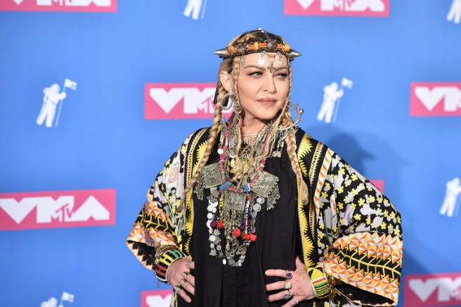 Madonna poses in the press room at the 2018 MTV Video Music Awards Madonna poses in the press room at the 2018 MTV Video Music Awards